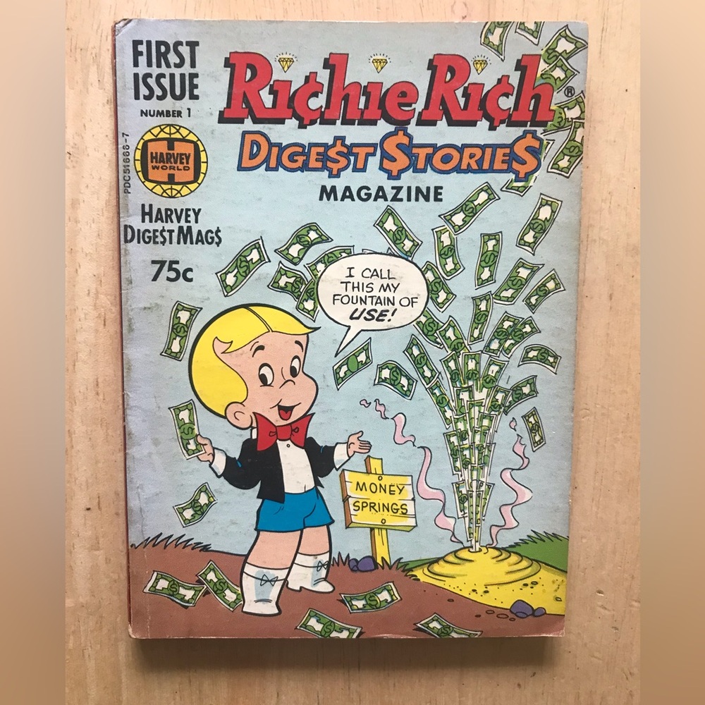 Richie Rich Digest Stories Magazine First Issue #1 Harvey World Paperback 1977